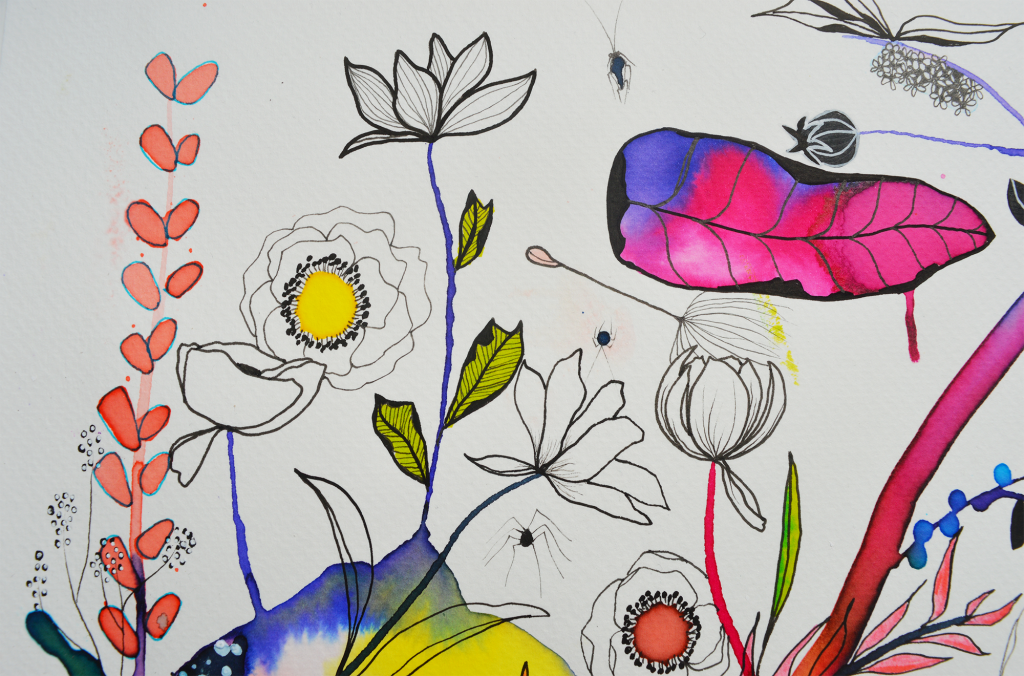 Kunst, bjørn Wiinblad, botanik, blomster maleri, botanisk illustration